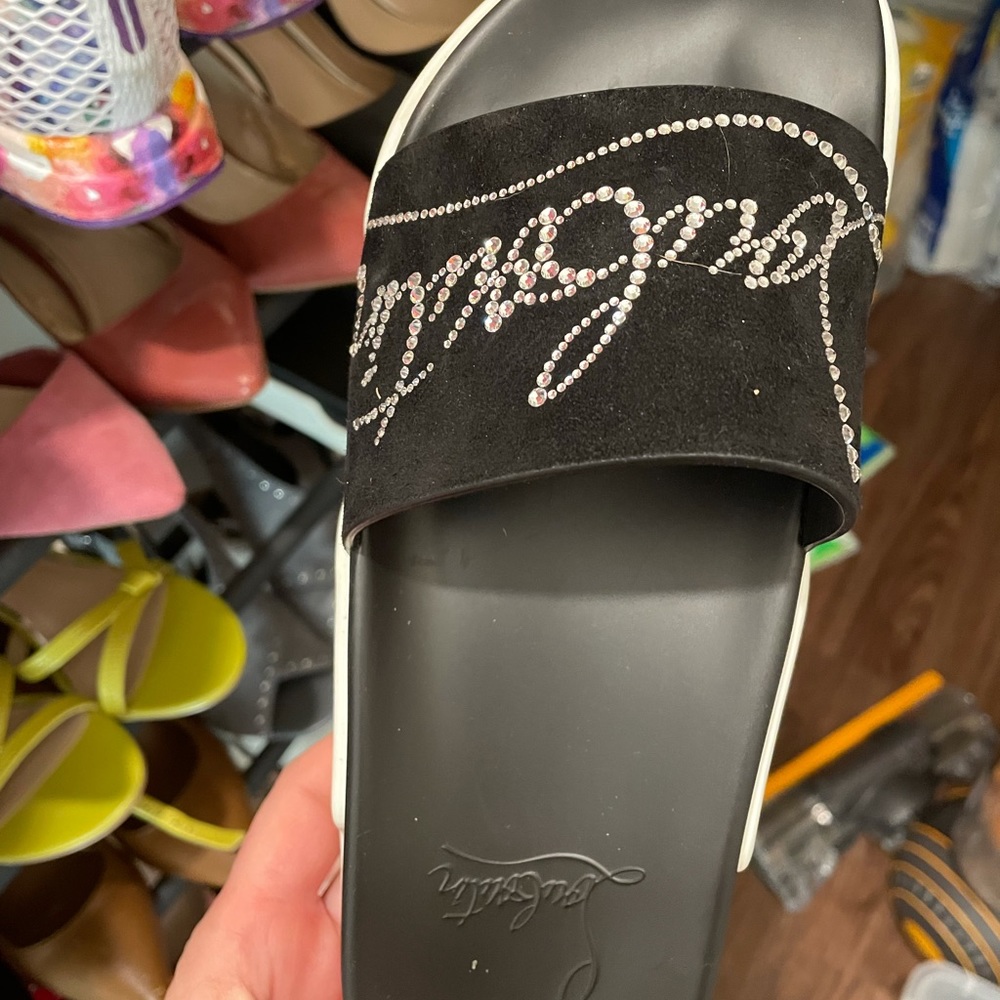 RED BOTTOM Pool slides , just in time for summer!
